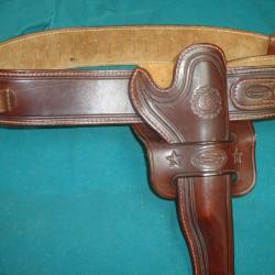 CEINTURON+ETUI WESTERN EN CUIR DOUBLE