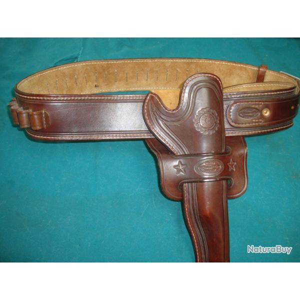 CEINTURON+ETUI WESTERN EN CUIR DOUBLE