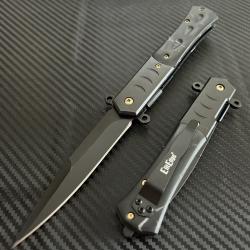 Couteau ElitEdge Dague A/O Lame Spear Point Acier Inoxydable Manche Acier/Abs Linerlock Clip