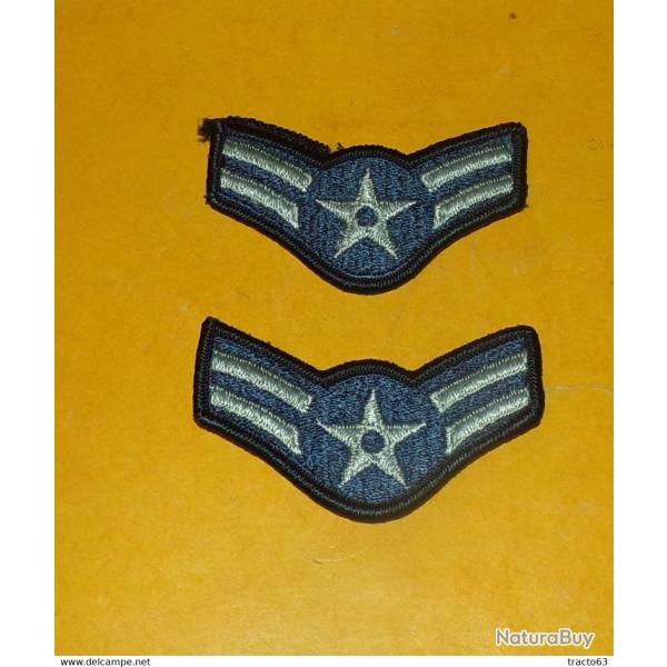 ARMEE AMERICAINE U.S : PAIRE INSIGNE EN TISSU DE L' U.S AIR FORCE AVEC DEUX GALONS ,�ETAT VOIR PHOTO