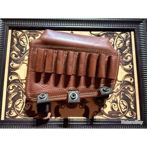 1� sans r�serve !! BUSC CARTOUCHI�RE CUIR RISERVA munitions ray�es, excellent �tat !!