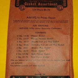 ARMEE AMERICAINE U.S : POCHETTE CARbureTER , 1944 WWII , GASKET ASSORTMENT , FABRICATION CARTER CARB