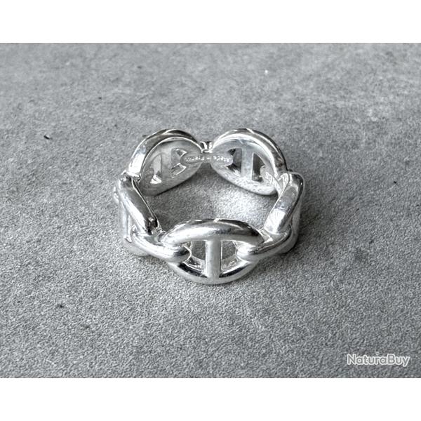 Bague HERMES neuve en argent - chaine d'ancre - taille 47 - Herm�s