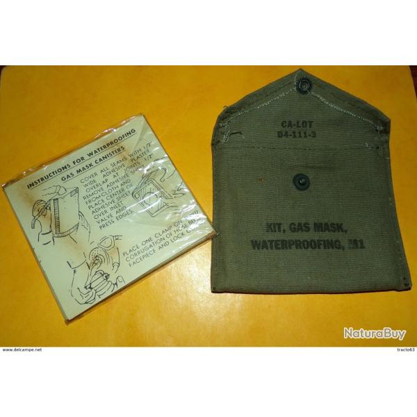 ARMEE AMERICAINE U.S : POCHETTE KIT MASK , WATERPOOFING M1 , FILTRE POUR MASQUE , FABRICATION MINNES
