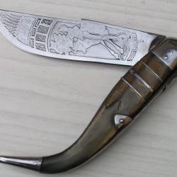 Ancien couteau Catalan a Palme Corne et acier Toledo