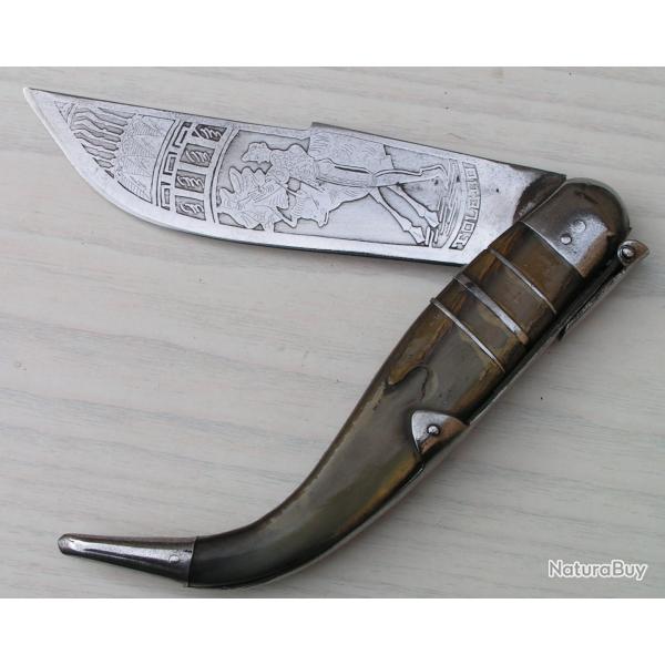 Ancien couteau Catalan a Palme Corne et acier Toledo