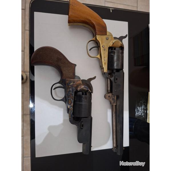 Lot 2 revolvers poudre noire Colt Navy .36 + Colt Army .44 (Pietta)