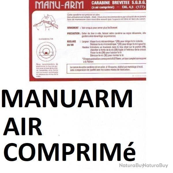 notice carabine MANUARM 4.5 AIR COMPRIME (envoi par mail) - VENDU PAR JEPERCUTE (m2748)