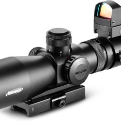 Lunette de Vis&eacute;e 3-9x42 Red/Green Dot Combo Rail 20mm Picatinny 10 Niveaux Tir Chasse Pr&eacute;cision