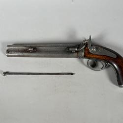 Pistolet d'officier d'&eacute;tat major 1855 &agrave; Double Canon Superpos&eacute;