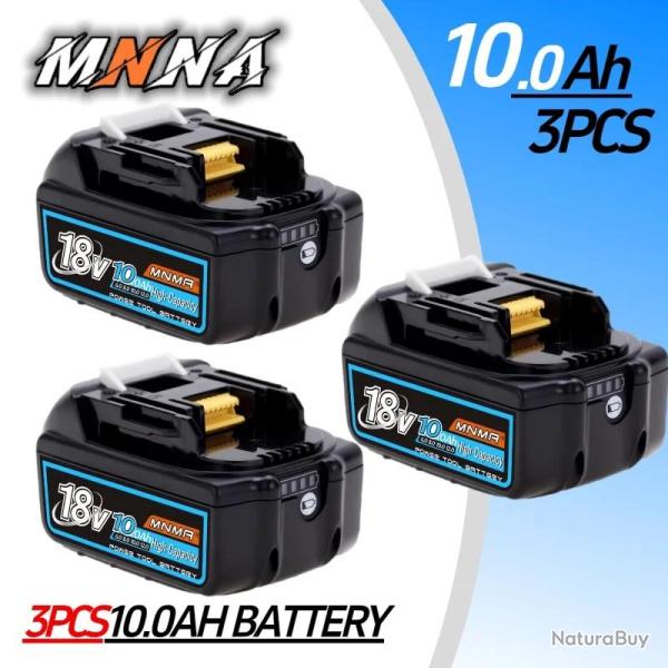 Batterie Compatible Makita BL1830 1815 1860 18V, Modele: 10.0Ah 3pcs
