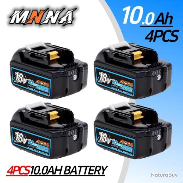 Batterie Compatible Makita BL1830 1815 1860 18V, Modele: 10.0Ah 4pcs