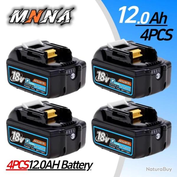 Batterie Compatible Makita BL1830 1815 1860 18V, Modele: 12.0Ah 4pcs