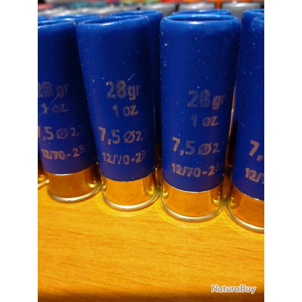 22 cartouches cal 12/70 28g plombs 7.5
