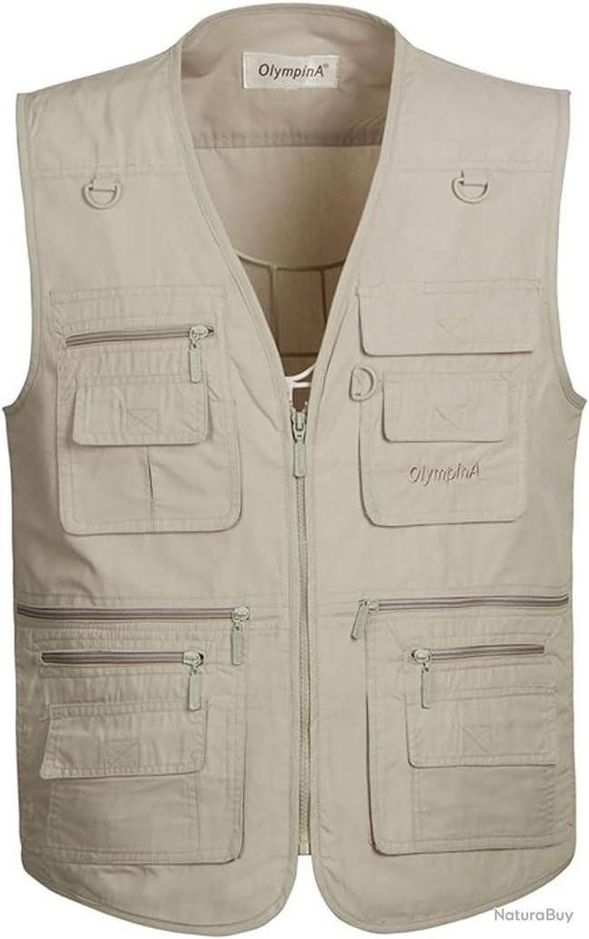 Gilet De Pêche Vintage Wulff, Homme, Beige, Taille M, Avec Fermeture éclair