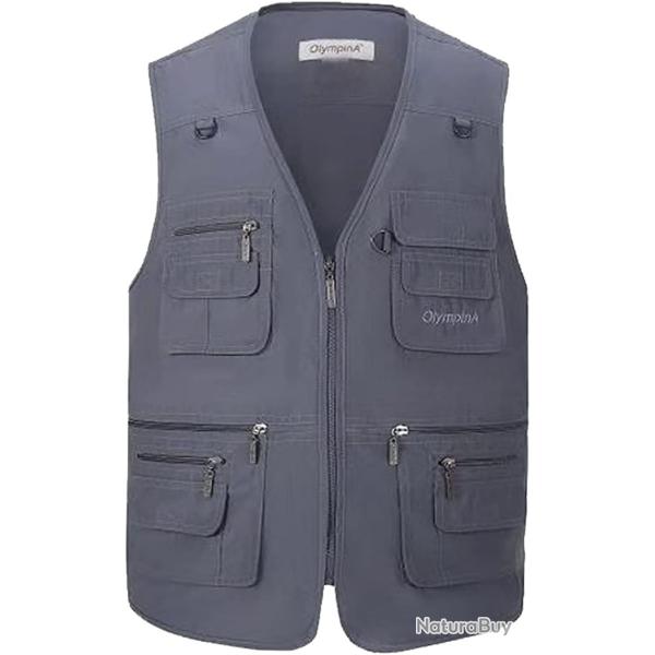 Gilets De Chasse Respirant et Durable Multipoche Zipp� Bleu