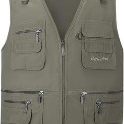 Gilets De Chasse Respirant et Durable Multipoche Zipp&eacute; Kaki