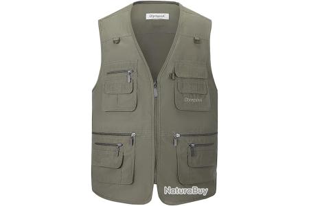 Gilet Multifonctionnel Camouflage Chasse Pêche Voyage - Veste Avec Multiples Poches Et Bandes Réfléchissantes