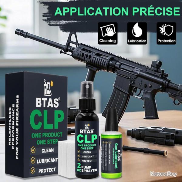 Kit Nettoyant et Lubrifiant pour Armes Solvant en Spray Universel 60 ML + Bouteille Oilier � Aiguile