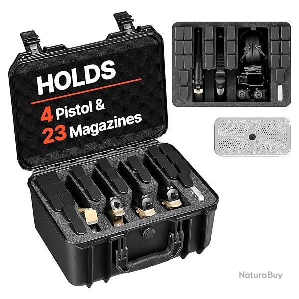 Mallette Transport Arme Valise � Pistolet avec Insert en Mousse XPE �tui Rigide �tanche Capacit� 4