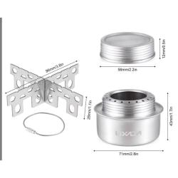 R&eacute;chaud Alcool Compact 71x43mm Aluminium Ultral&eacute;ger Trekking Support Inox Inclus