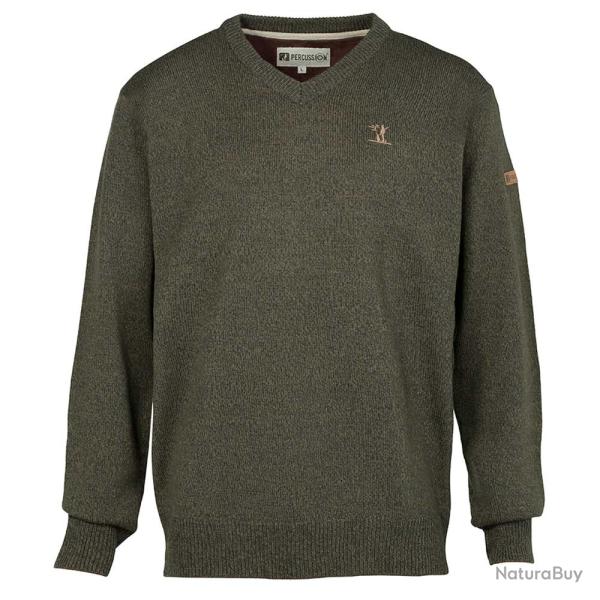 Prix de d�part � 1� !! Pull chasse  Percussion Col V Kaki Taille XL