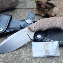 Couteau Karambit LionSteel H2 Lame Acier M390 Manche Natural Micarta Etui Cuir Made Italy H2 CVN