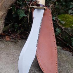 GROS Couteau Bowie Machette Bear Hunter Manche Os Lame Acier Carbone 1055 Etui Cuir Fabr Artisanat