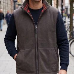MAYFLOWER REVERSI Gilet sans manches polaire marron et orange isolation thermique r&eacute;versible