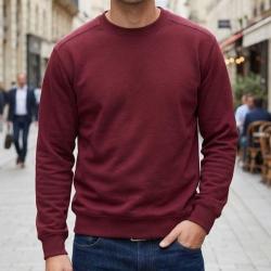 CHALLENGER E213U001 Sweat col rond bordeaux confort et haute r&eacute;sistance