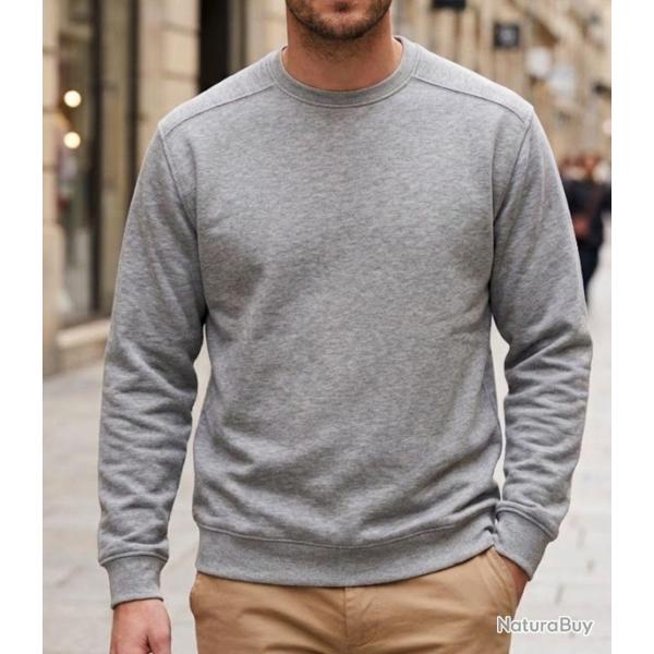 CHALLENGER E213 Sweat col rond gris chin� le confort incontournable au quotidien