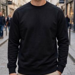 CHALLENGER E213 Sweat col rond noir l incontournable confort et r&eacute;sistance