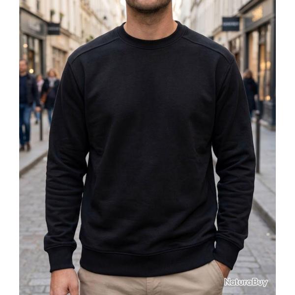 CHALLENGER E213 Sweat col rond noir l incontournable confort et r�sistance