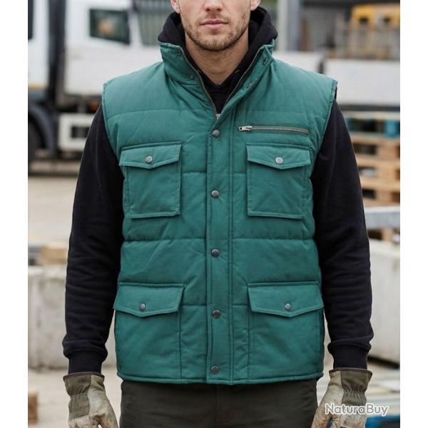 MAYFLOWER D504 -- Gilet sans manches vert : confort thermique et protection lombaire S