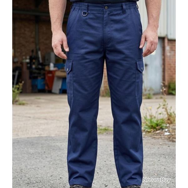 WORKER K569 -- Pantalon de travail bleu : robustesse moleskine et libert� de mouvement 52