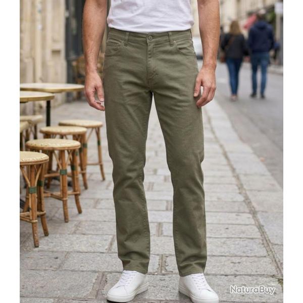 CHALLENGER M759 Jean 5 poches extensible kaki terre le confort stretch au style naturel