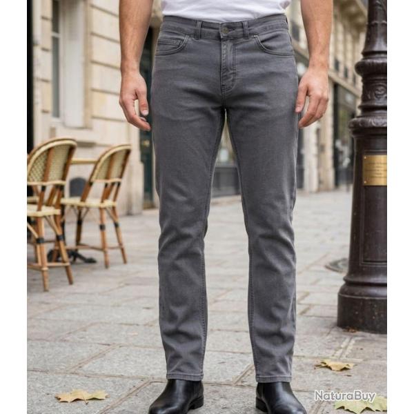 CHALLENGER M759 Jean 5 poches extensible gris le confort stretch urbain