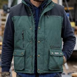 WORKER BI-MATI&Egrave;RE V501 -- Gilet sans manches vert US : robustesse et isolation thermique M