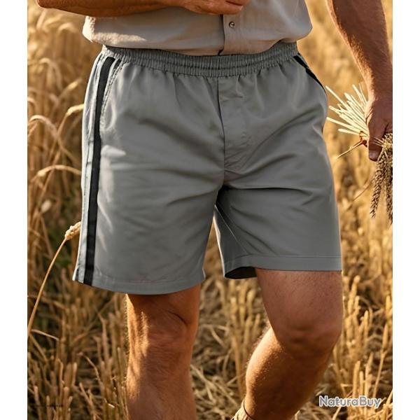 Short homme CHALLENGER 8L gris noir : le short en coton ultra-confortable sp�cial moisson 4