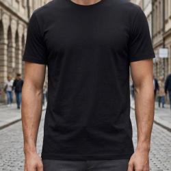 Tee shirt uni ras du cou CHALLENGER 510110U008 Le basique noir premium en coton peign&eacute; 160g