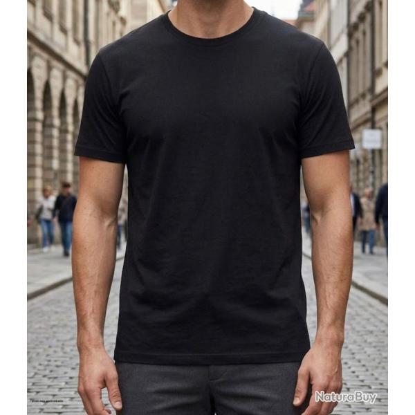 Tee shirt uni ras du cou CHALLENGER 510110U008 Le basique noir premium en coton peign� 160g
