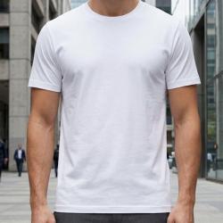 Tee shirt uni ras du cou CHALLENGER 510110U012 Le blanc premium en coton peign&eacute; respirant