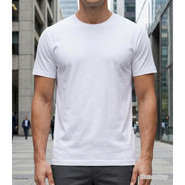 Tee shirt uni ras du cou CHALLENGER 510110U012 Le blanc premium en coton peign� respirant