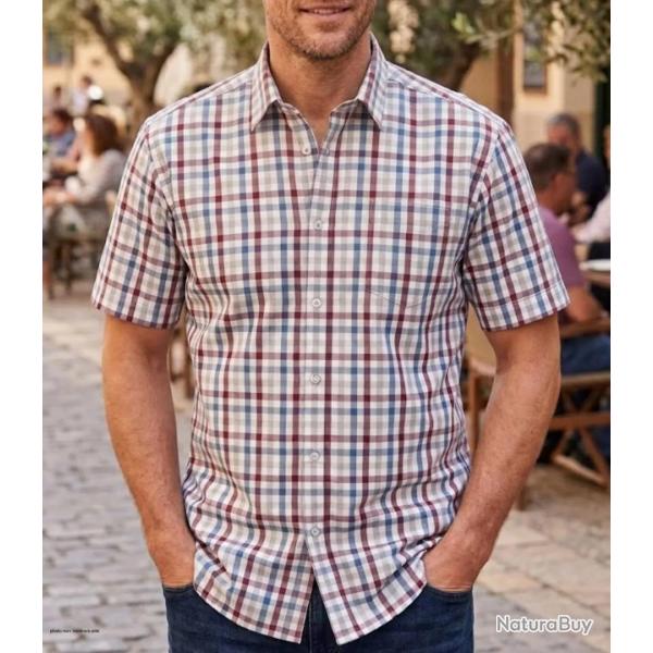 Chemise manches courtes CHALLENGER B3124A : l'�l�gance pur coton et l'aisance absolue 43/44
