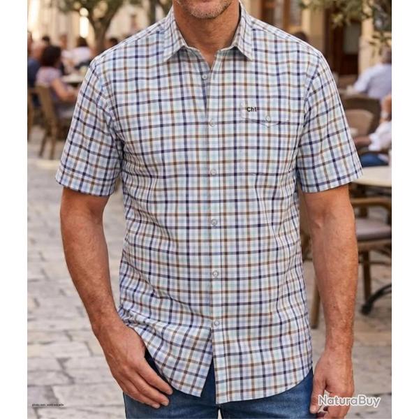 Chemise manches courtes CHALLENGER B3124B : l'�l�gance du pur coton au confort absolu 43/44