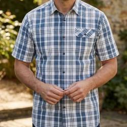 Chemise manches courtes CHALLENGER B3125A &agrave; carreaux : le confort absolu en pur coton 41/42