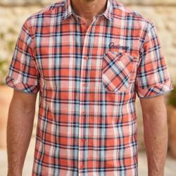 Chemise manches courtes CHALLENGER B3126A : le confort respirant du pur coton fils teints 43/44