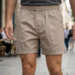 Short homme CHALLENGER BIVOUAC1 beige le confort d une taille &eacute;lastiqu&eacute;e en coton twill