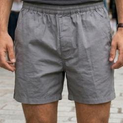 Short homme CHALLENGER BIVOUAC2 gris le confort d une taille &eacute;lastiqu&eacute;e en coton twill