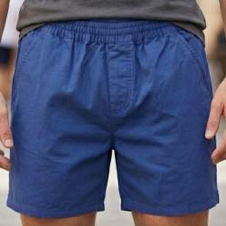 Short homme CHALLENGER BIVOUAC6 bleu le confort absolu du pur coton &agrave; taille &eacute;lastiqu&eacute;e